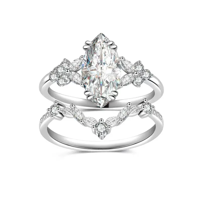 Marquise Solitaire Bridal Ring Set 2.55 carats total
