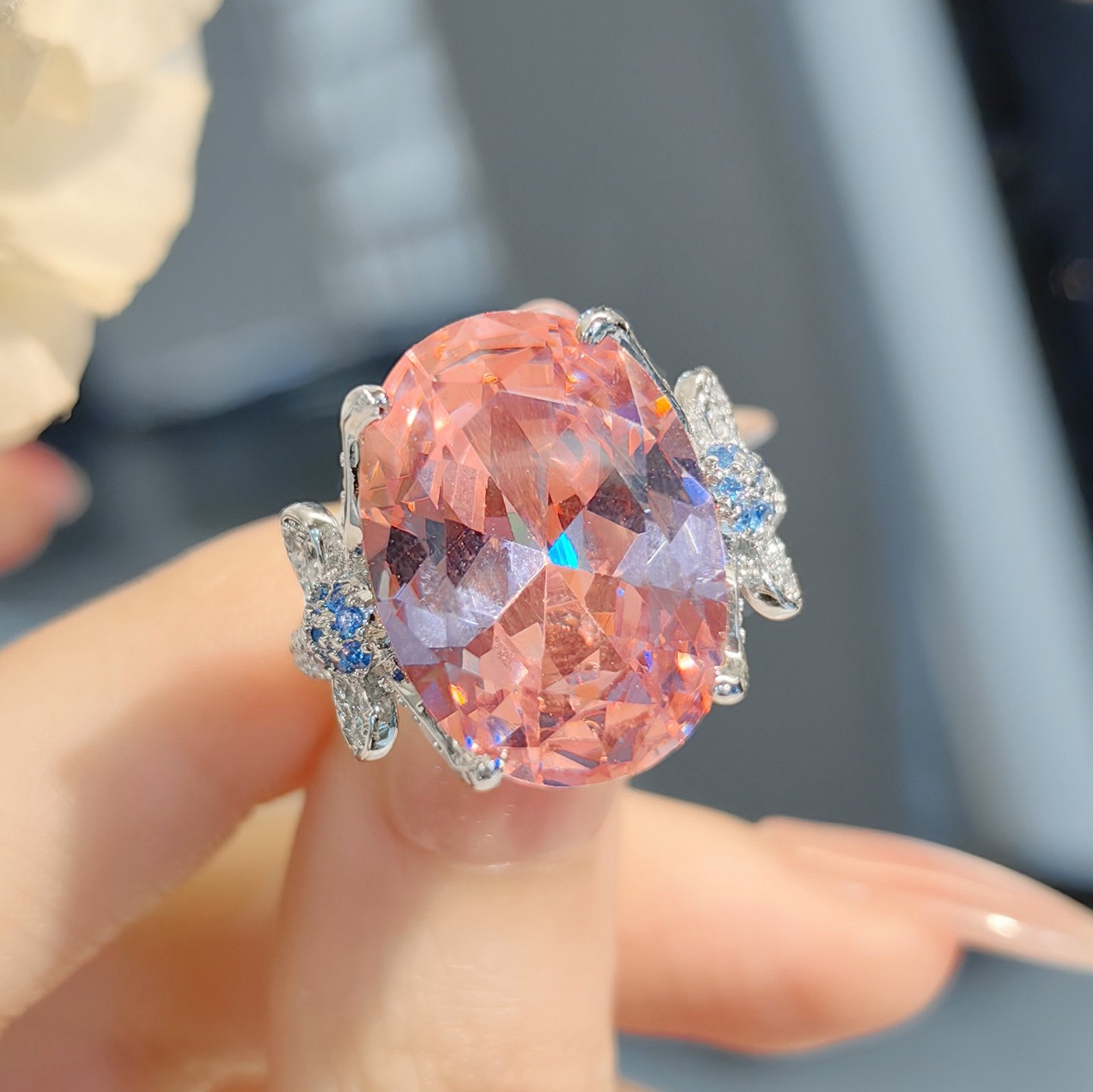 Pink CZ Butterfly Jewelry Set